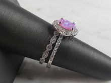 Load image into Gallery viewer, Womens Sterling Silver Pink Opal Stone Ring Set 4.8g E6421