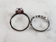 Load image into Gallery viewer, Womens Sterling Silver Pink Opal Stone Ring Set 4.8g E6421