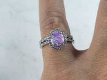 Load image into Gallery viewer, Womens Sterling Silver Pink Opal Stone Ring Set 4.8g E6421