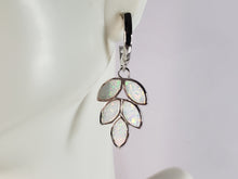 Load image into Gallery viewer, Womens Estate Sterling Silver Opal Leaf Earrings 4.3g E6423