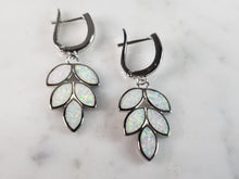 Load image into Gallery viewer, Womens Estate Sterling Silver Opal Leaf Earrings 4.3g E6423