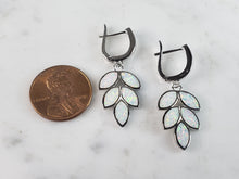 Load image into Gallery viewer, Womens Estate Sterling Silver Opal Leaf Earrings 4.3g E6423
