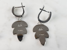 Load image into Gallery viewer, Womens Estate Sterling Silver Opal Leaf Earrings 4.3g E6423