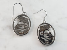Load image into Gallery viewer, Womens Estate Sterling Silver Opal Dolphin Earrings 7.7g E6425
