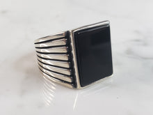 Load image into Gallery viewer, Mens Estate Sterling Silver Modernist Onyx Ring 10.2g E6431