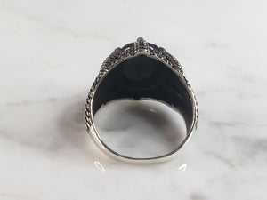 Mens Estate Sterling Silver Modernist Onyx Claw Ring 7.7g E6436