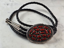 Load image into Gallery viewer, Southwestern Native American Sterling Silver Coral Bolo Tie E643