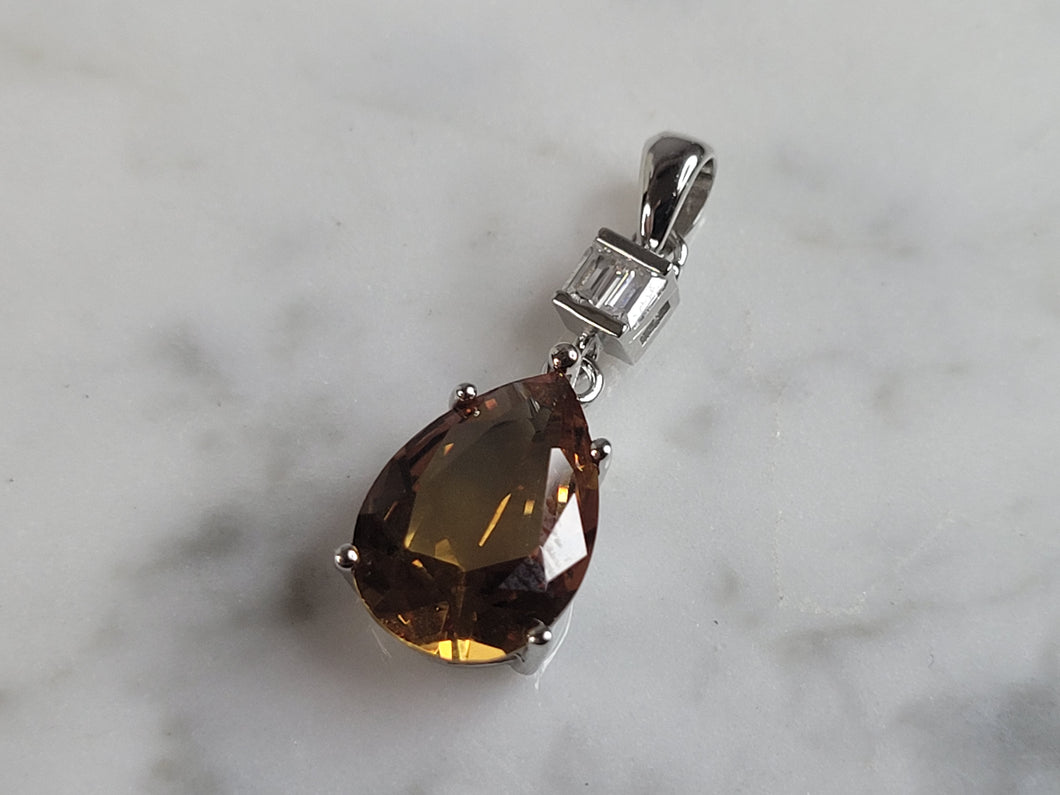 Womens  Estate Sterling Silver Citrine Pendant 2.7g E6444