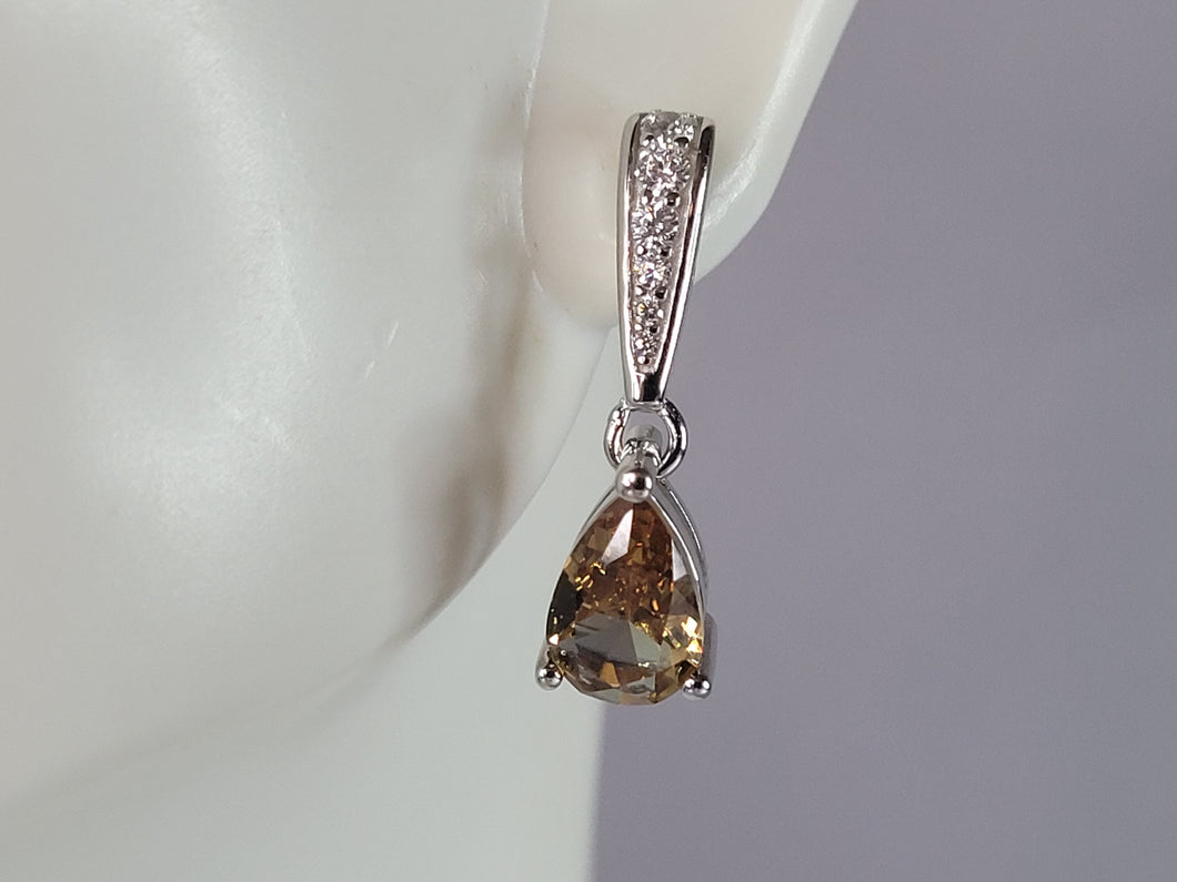 Womens Estate Sterling Silver Citrine Dangle Earrings 3.1g E6445