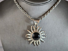 Load image into Gallery viewer, Womens Vintage Estate Sterling Silver Sun Pendant Rope Necklace 54.6g E6448