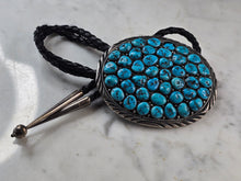 Load image into Gallery viewer, Southwestern Native American Sterling Silver Turquoise Spencer Bolo Tie E644