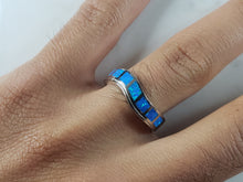 Load image into Gallery viewer, Womens Estate Sterling Silver Modernist Blue Opal Ring 4.3g E6450