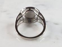 Load image into Gallery viewer, Womens Estate Sterling Silver Modernist Blue Opal &amp; CZ Ring 3.8g E6451