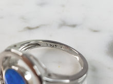 Load image into Gallery viewer, Womens Estate Sterling Silver Modernist Blue Opal &amp; CZ Ring 3.8g E6451
