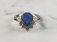 Load image into Gallery viewer, Womens Estate Sterling Silver Modernist Blue Opal &amp; CZ Ring Set 2.7g E6452