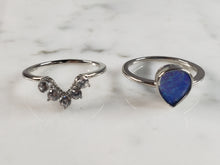 Load image into Gallery viewer, Womens Estate Sterling Silver Modernist Blue Opal &amp; CZ Ring Set 2.7g E6452