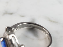 Load image into Gallery viewer, Womens Estate Sterling Silver Modernist Blue Opal &amp; CZ Ring 3.2g E6453