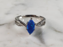 Load image into Gallery viewer, Womens Estate Sterling Silver Modernist Blue Opal &amp; CZ Ring 2.6g E6454