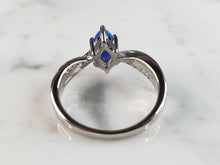 Load image into Gallery viewer, Womens Estate Sterling Silver Modernist Blue Opal &amp; CZ Ring 2.6g E6454
