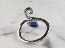 Load image into Gallery viewer, Womens Estate Sterling Silver Modernist Blue Opal &amp; CZ Ring 2.7g E6455