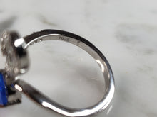 Load image into Gallery viewer, Womens Estate Sterling Silver Modernist Blue Opal &amp; CZ Ring 2.7g E6455