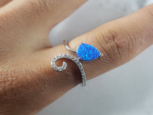 Load image into Gallery viewer, Womens Estate Sterling Silver Modernist Blue Opal &amp; CZ Ring 2.7g E6455