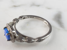 Load image into Gallery viewer, Womens Estate Sterling Silver Modernist Blue Opal &amp; CZ Ring Set 3.2g E6456