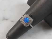 Load image into Gallery viewer, Womens Estate Sterling Silver Modernist Blue Opal &amp; CZ Ring 2.5g E6457