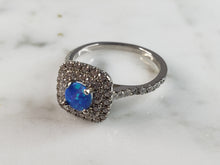 Load image into Gallery viewer, Womens Estate Sterling Silver Modernist Blue Opal &amp; CZ Ring 2.5g E6457