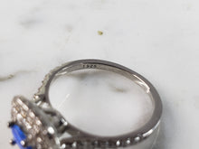 Load image into Gallery viewer, Womens Estate Sterling Silver Modernist Blue Opal &amp; CZ Ring 2.5g E6457
