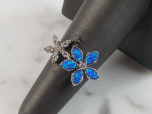Load image into Gallery viewer, Womens Estate Sterling Silver Modernist Blue Opal Floral Ring 2.9g E6458