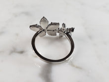 Load image into Gallery viewer, Womens Estate Sterling Silver Modernist Blue Opal Floral Ring 2.9g E6458