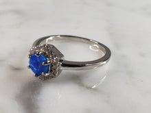 Load image into Gallery viewer, Womens Estate Sterling Silver Modernist Blue Opal &amp; CZ Ring 2.3g E6459