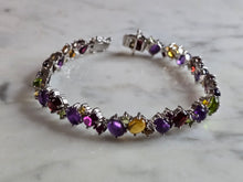 Load image into Gallery viewer, Womens Vintage Estate Sterling Silver Multi Stone Bracelet 19.7g E6466
