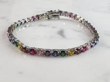 Load image into Gallery viewer, Womens Vintage Estate Sterling Silver Modernist Rainbow Bracelet 11.0g E6472