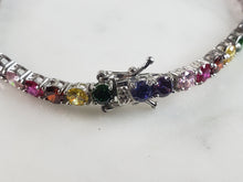 Load image into Gallery viewer, Womens Vintage Estate Sterling Silver Modernist Rainbow Bracelet 11.0g E6472
