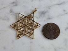 Load image into Gallery viewer, Vintage Estate 14K Yellow Gold Jewish Judaica Star of David Pendant, 4.0g E6481