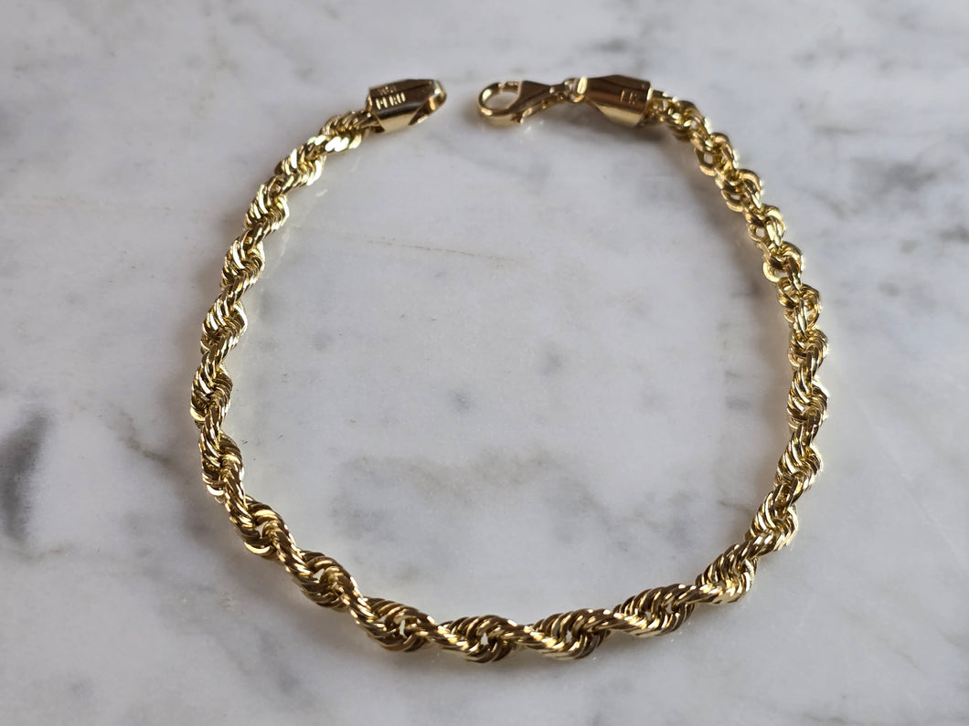Mens Vintage Estate 14K Yellow Gold Rope Bracelet, 10.3g E6501