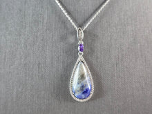 Load image into Gallery viewer, Womens Vintage Estate Sterling Silver Sodalite Pendant &amp; Necklace 7.4g E6504
