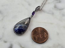 Load image into Gallery viewer, Womens Vintage Estate Sterling Silver Sodalite Pendant &amp; Necklace 7.4g E6504