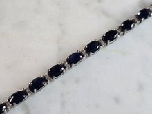 Load image into Gallery viewer, Womens Vintage Estate 14K White Gold Diamond &amp; Sapphire Bracelet 12.7g E6505