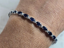 Load image into Gallery viewer, Womens Vintage Estate 14K White Gold Diamond &amp; Sapphire Bracelet 12.7g E6505