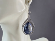 Load image into Gallery viewer, Pr Womens Sterling Silver Sodalite CZ Dangle Earrings 11.0g E6506