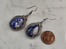 Load image into Gallery viewer, Pr Womens Sterling Silver Sodalite CZ Dangle Earrings 11.0g E6506