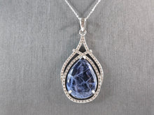 Load image into Gallery viewer, Womens Vintage Estate Sterling Silver Sodalite Pendant &amp; Necklace 15.6g E6507