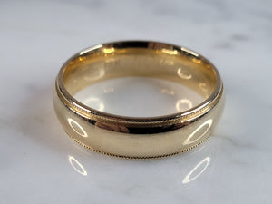 Mens Vintage Estate 14K Yellow Gold Wedding Band Ring 8.3g #E6509