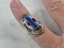 Load image into Gallery viewer, Womens Vintage Estate Sterling Silver Southwestern Zuni Ring 7.2g E650