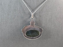 Load image into Gallery viewer, Womens Estate Sterling Silver Labradorite Moonstone Pendant Necklace 12.5g E6516