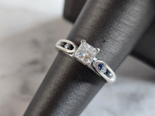 Load image into Gallery viewer, Womens Vintage Estate 14k White Gold Diamond Sapphire Ring 4.3g E6519