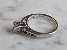 Load image into Gallery viewer, Womens Vintage Estate 14k White Gold Diamond Sapphire Ring 4.3g E6519